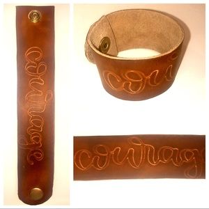 handmade Jewelry - Leather Cuff Bracelet “Courage” handmade Jewelry - Leather Cuff Bracelet “Courage”
